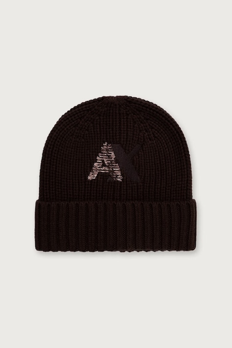 Armani Exchange Шапка беан дамска от вълнена материя кафява XW003007 AF16604