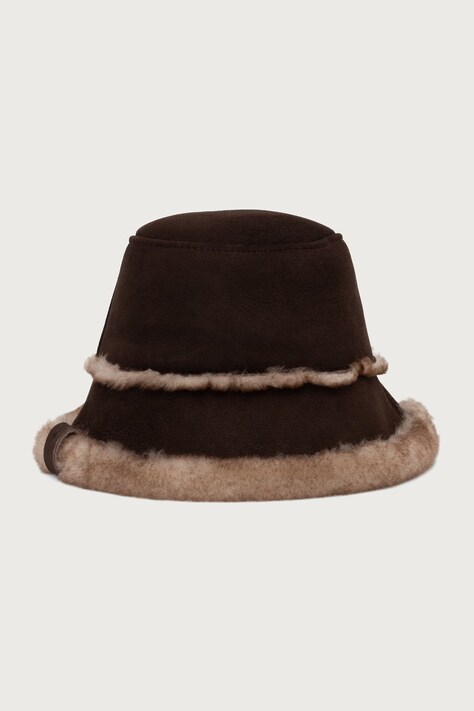 Emu Australia Kapelusz bucket dwustronny damski EMU Sheepskin Hat Deluxe brązowy W7027