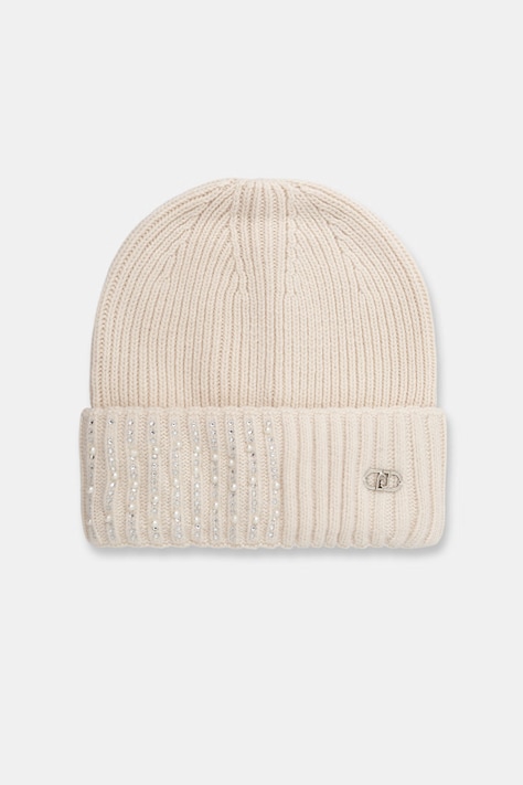 Liu Jo czapka beanie damska beżowa 2F6027 MAA06