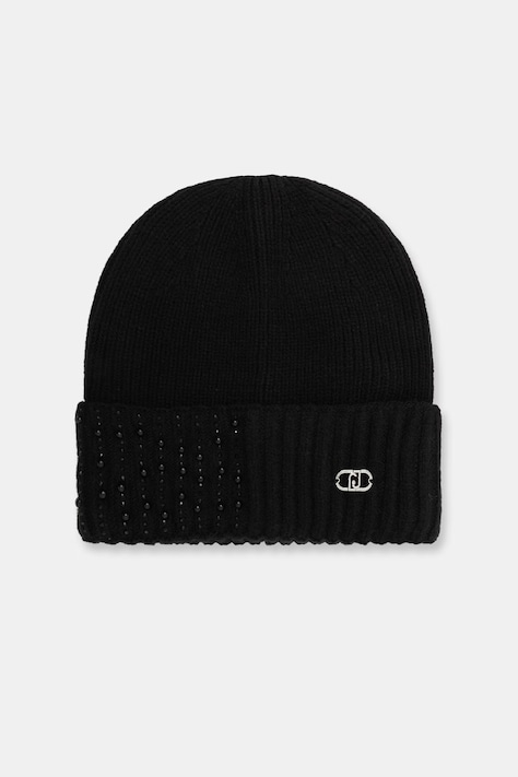 Liu Jo czapka beanie damska czarna 2F6027 MAA06