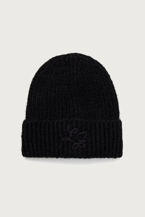 Liu Jo Czapka beanie damska z dodatkiem wełny czarna 2F6019 MS053