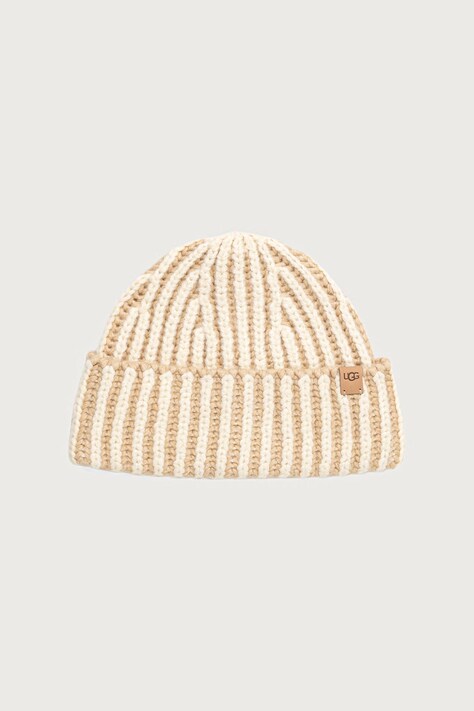 UGG Czapka beanie damska z dodatkiem wełny beżowa 105725