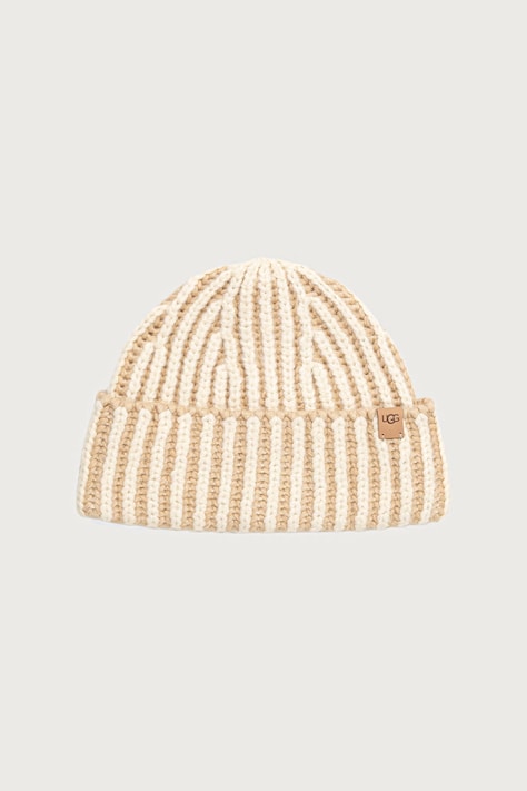 UGG Czapka beanie damska z dodatkiem wełny beżowa 105725