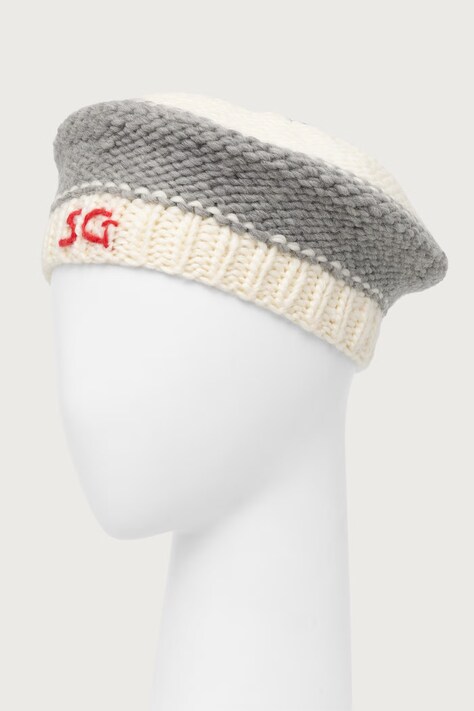Stine Goya Beret damski wełniany szary SG-AW26-A084-2497