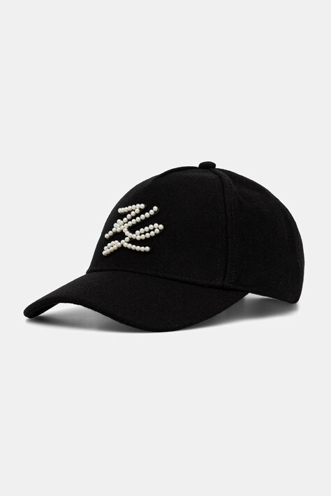 Karl Lagerfeld kapa sa šiltom za žene s dodatkom vune K/AUTOGRAPH crna B3W33005