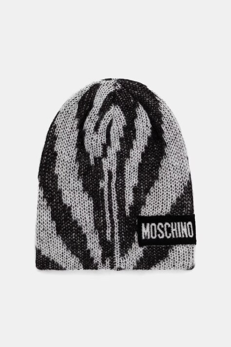 Moschino czapka beanie damska z dodatkiem wełny szara M3485 65478