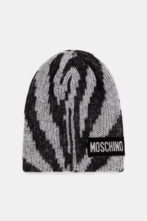 Moschino czapka beanie damska z dodatkiem wełny szara M3485 65478