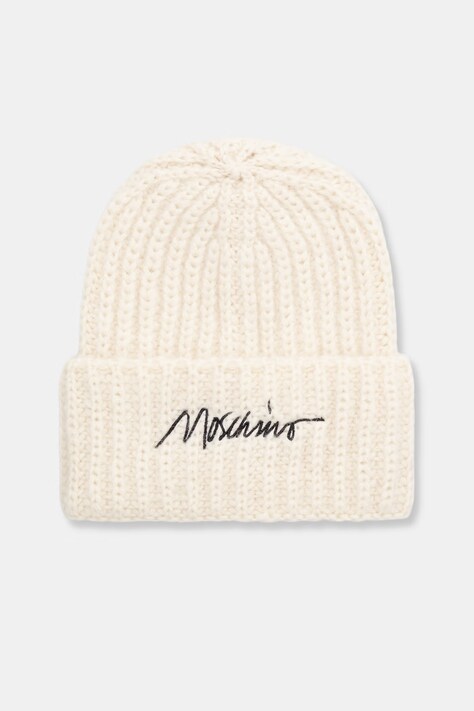 Moschino czapka beanie damska z wełną beżowa M3480 65423