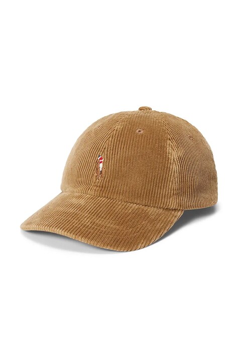 Polo Ralph Lauren czapka z daszkiem damska sztruksowa brązowa 211A90413