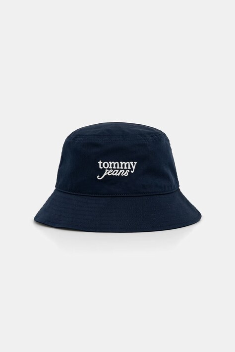Tommy Jeans καπέλο bucket γυναικείο βαμβακερό σκούρο μπλε AW0AW18870