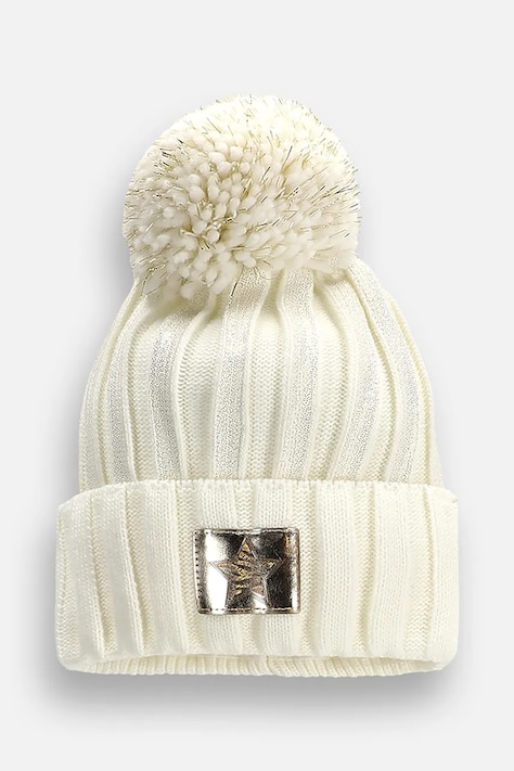 Coccodrillo Czapka z pomponem dziecięca beżowa ACCESSORIES WINTER GIRL