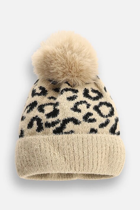 Coccodrillo Czapka z pomponem dziecięca brązowa ACCESSORIES WINTER GIRL