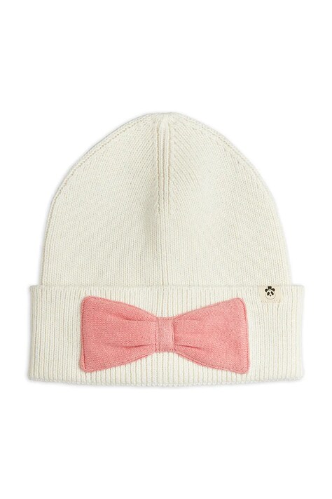 Mini Rodini czapka beanie dziecięca z dodatkiem wełny biała 26765114