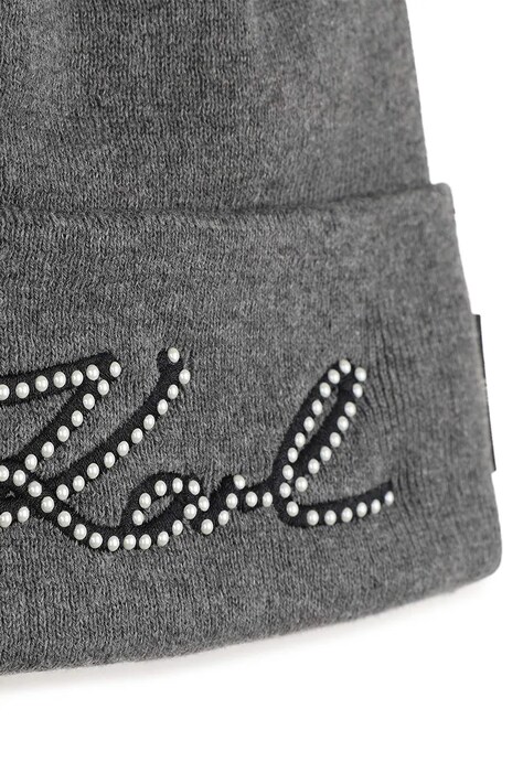 Karl Lagerfeld Czapka beanie dziecięca z bawełną szara Z31423