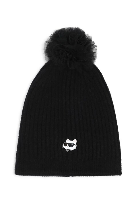 Karl Lagerfeld Čepice s bambulí dětská černá Z31425