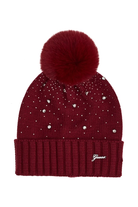 Guess Czapka z pomponem dziecięca bordowa J6BZ37 K5991