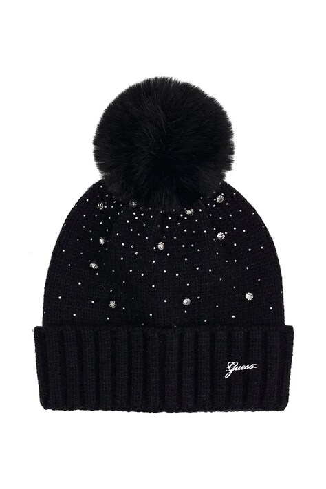 Guess Czapka z pomponem dziecięca czarna J6BZ37 K5991