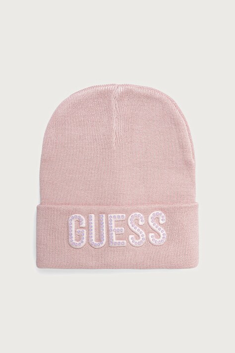 Guess Czapka beanie dziecięca z wiskozy różowa J0BZ12 Z2Q00