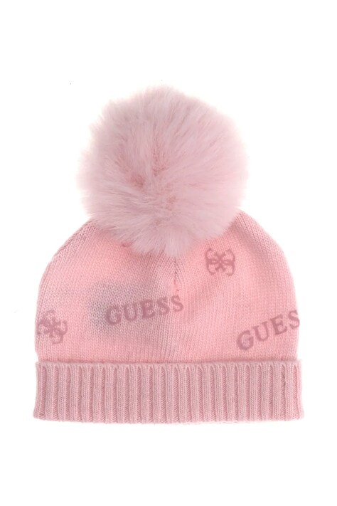 Guess Czapka z pomponem dziecięca z dodatkiem wełny różowa A6BZ02 Z1477