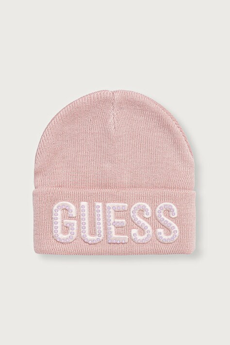 Guess Czapka beanie dziecięca z wiskozą różowa A0BZ01 Z2QQ0