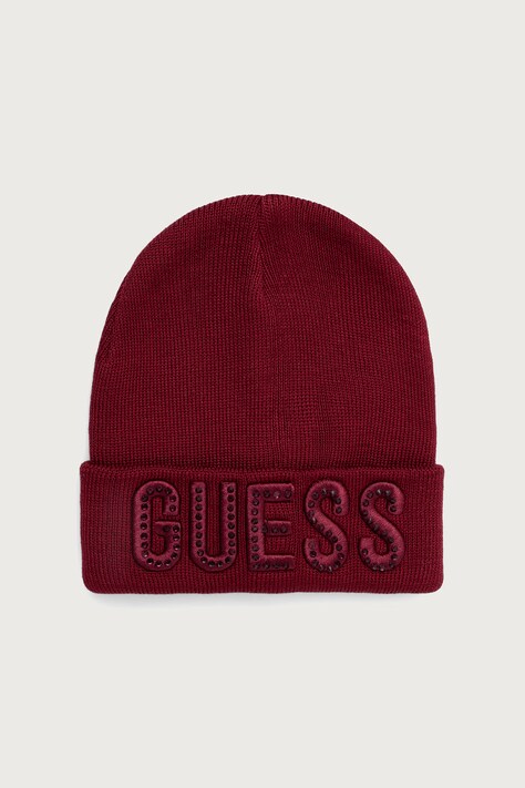 Guess Czapka beanie dziecięca z wiskozą bordowa A0BZ01 Z2QQ0