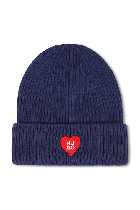 HUGO Czapka beanie dziecięca bawełniana granatowa G01325