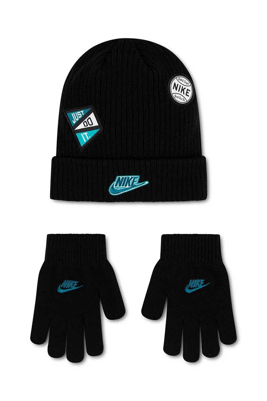 Nike Czapka i rękawiczki dziecięce czarne 8A3181