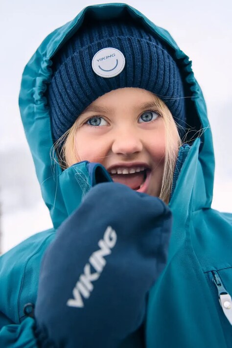 Viking Kids Czapka dziecięca z wełną Play Wool Rib Beanie granatowa 50.25545