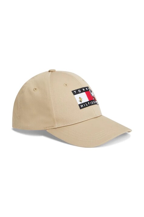 Tommy Hilfiger czapka bejsbolówka dziecięca bawełniana x Peanuts beżowa KA0KA00117