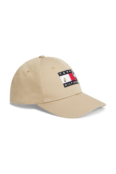 Tommy Hilfiger czapka bejsbolówka dziecięca bawełniana x Peanuts beżowa KA0KA00117