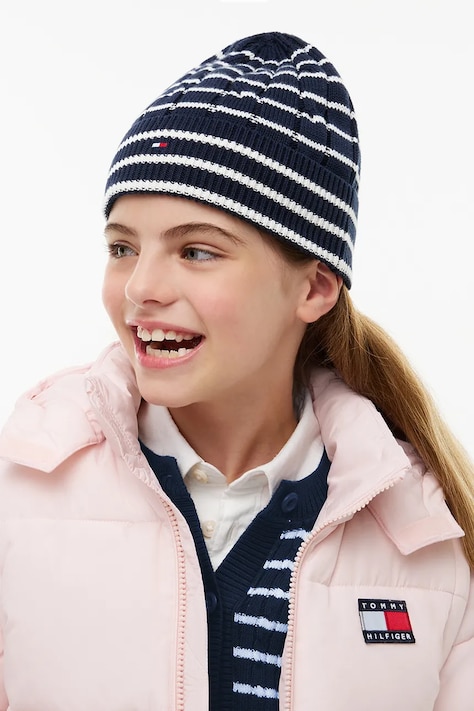 Tommy Hilfiger Čiapka beanie detská bavlnená tmavomodrá KA0KA00101