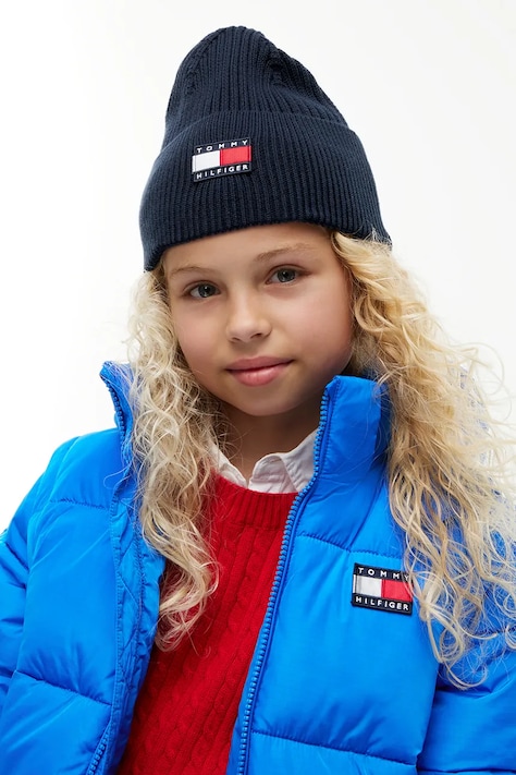 Tommy Hilfiger czapka beanie dziecięca bawełniana granatowa KA0KA00119