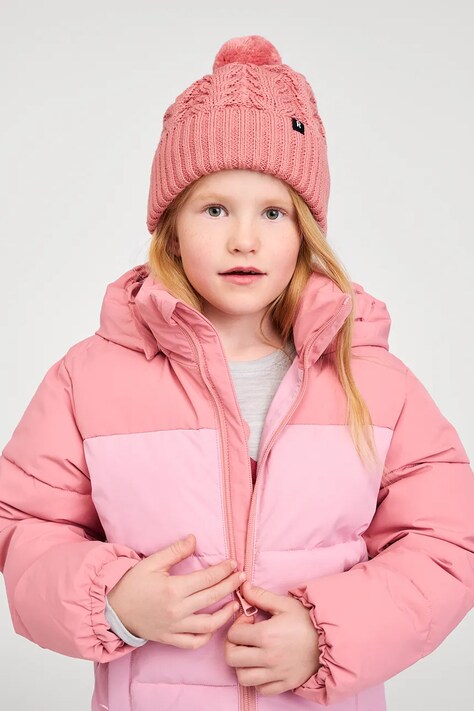 Reima Czapka z pomponem dziecięca z wełną merino Routii różowa 5300088C
