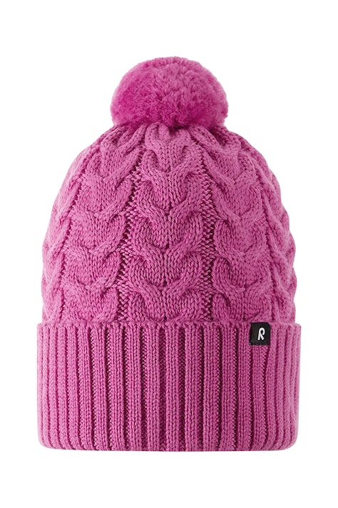 Reima Czapka z pomponem dziecięca z wełną merino Routii różowa 5300088C