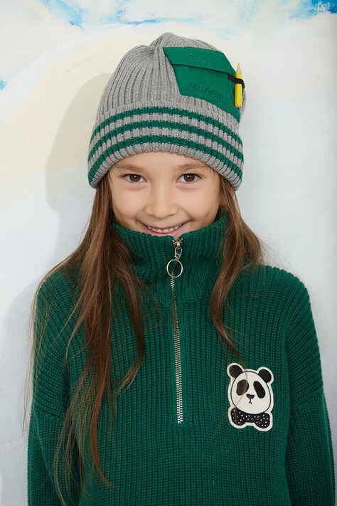 Mini Rodini czapka beanie dziecięca bawełniana szara 26765113