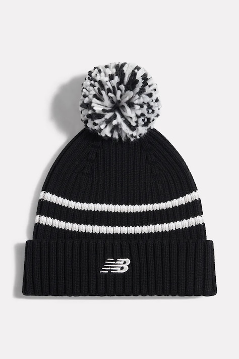 New Balance czapka z pomponem dziecięca bawełniana czarna AC0569L