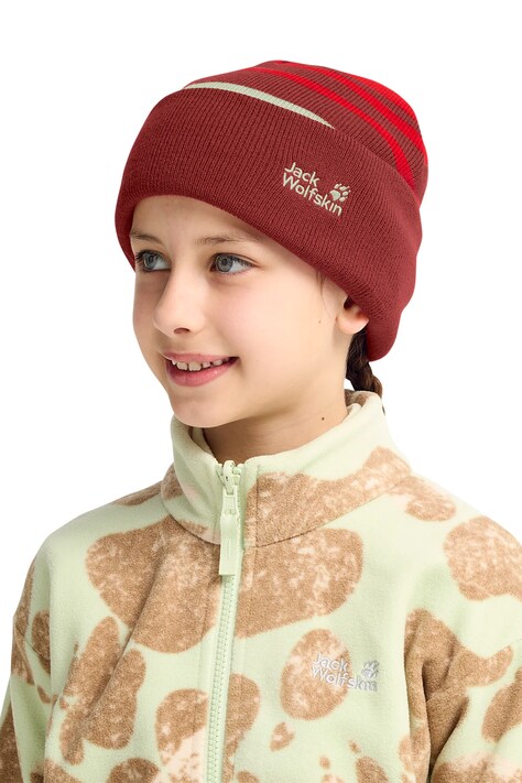 Jack Wolfskin Czapka beanie dziecięca STRIPY KNIT czerwona 1910402