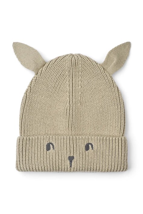 Liewood Czapka dziecięca bawełniana Gina Beanie w Rabbit Embroidery beżowa LW21184
