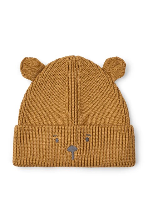 Liewood Czapka dziecięca bawełniana Gina Beanie w Bear Embroidery brązowa LW21141