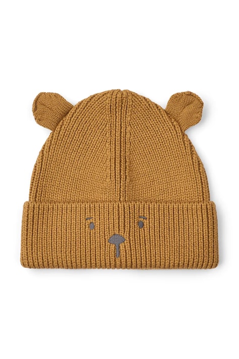 Liewood Czapka dziecięca bawełniana Gina Beanie w Bear Embroidery brązowa LW21141