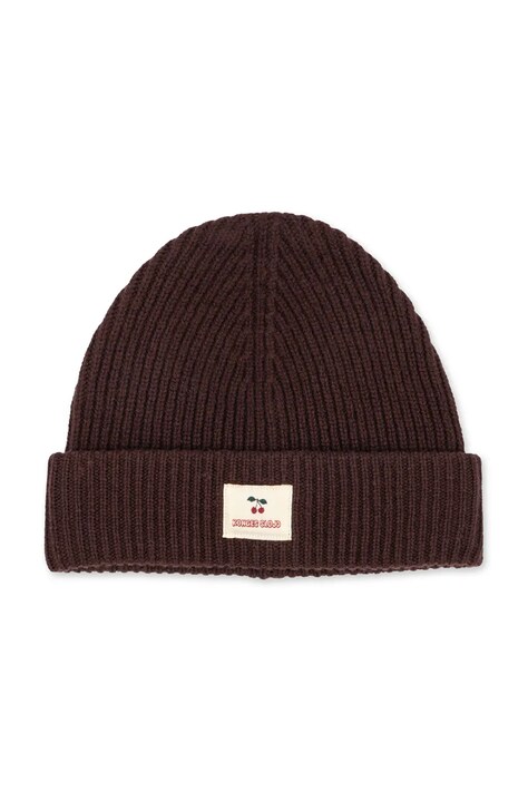 Konges Sløjd Czapka beanie dziecięca bawełniana BASIL BEANIE brązowa KS105696