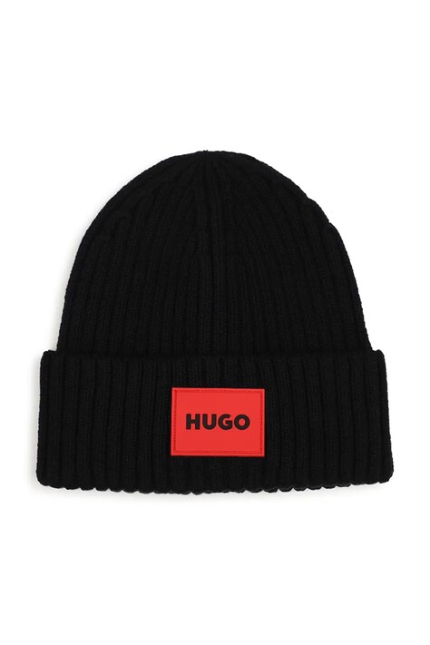 HUGO Czapka beanie dziecięca z bawełną czarna G01314