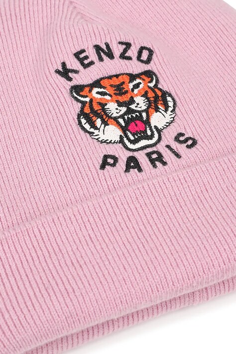 Kenzo Kids Czapka beanie dziecięca z dodatkiem wełny różowa K62156
