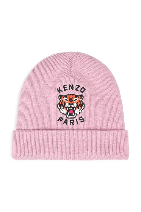 Kenzo Kids Pletená čepice dětská s příměsí vlny růžová K62156