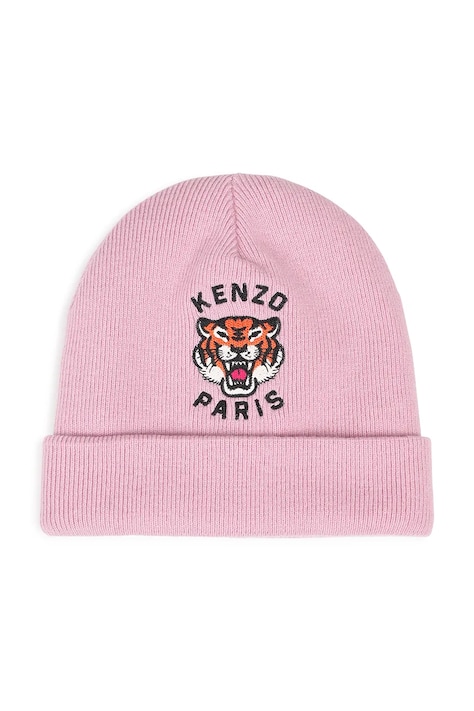 Kenzo Kids Czapka beanie dziecięca z dodatkiem wełny różowa K62156