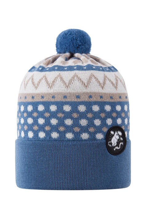 Reima czapka z pomponem dziecięca z wełną merino Moomin Flinga niebieska 5300133C