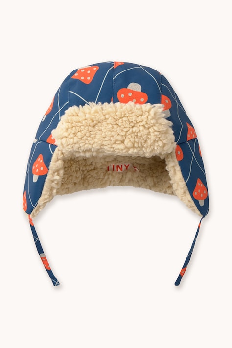 Tinycottons Czapka uszatka dziecięca MUSHROOMS CHAPKA niebieska AW26-014
