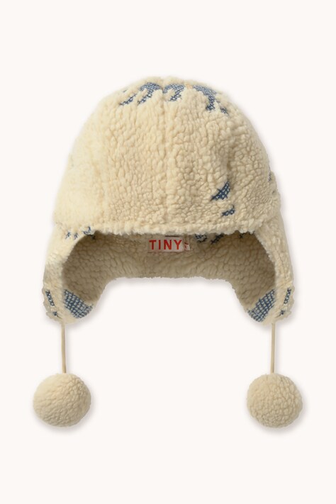Tinycottons Czapka uszatka dziecięca HORSES SHERPA EARFLAP BEANIE beżowa AW26-248