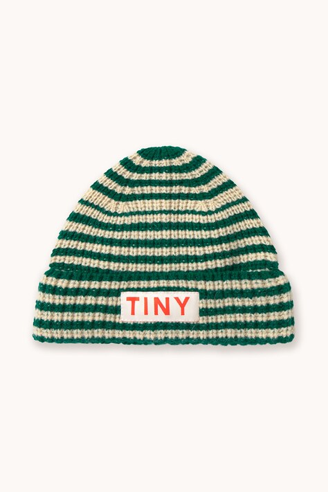 Tinycottons Czapka beanie dziecięca wełniana STRIPES BEANIE zielona AW26-177