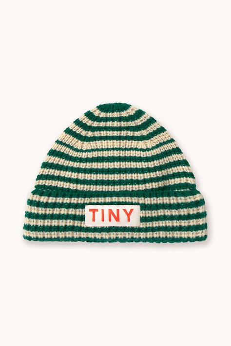 Tinycottons Czapka beanie dziecięca wełniana STRIPES BEANIE zielona AW26-177